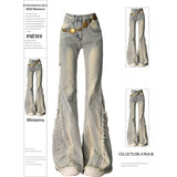 Large-Size Women's Fur Design Water Washes Old Jeans Women Fat Mm High Street Trousers Student Trousers