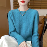 Line Ready-To-Wear Pure Wool 2026 Autumn And Winter New Women's Round Collar Short Hollow Twist Knitted Sweater