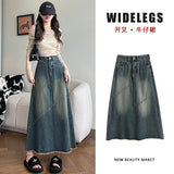 High Waist After The Fork Cowboy Dress Girl Spring And Autumn Summer 2025 New Thin A Word Big Swing Long Skirt
