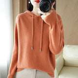 Wool Blended 2026 Autumn And Winter New Women's Loose Casual With Hat Jacket Solid Color Short Knitted Hoodie