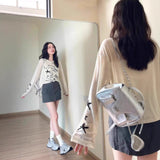 Printed Ice Silk Sun Protection Shirt Long-Sleeved T-Shirt For Girls Summer Design Small Relaxed Air Conditioning Hood Top