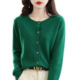 Soft Glutinous Wool Blended 2026 Autumn And Winter Women's New Sweater Buckle Loose Round-Neck Short Knitted Open Shirt Jacket