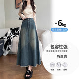 High Waist After The Fork Cowboy Dress Girl Spring And Autumn Summer 2025 New Thin A Word Big Swing Long Skirt