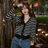 Sweater Women's Spring And Autumn Striped Knitted Shirts Loose Cardigans Long Sleeves New Niche Sweater Cardigan Jacket T-Shirt