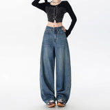 Vintage Scimits Jeans Women 2025 Winter New High-Rise Loose Straight-Legged Scyter Pants