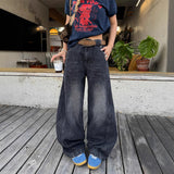 Workwear Trousers Loose Scissors Jeans Men And Women Retro Water Wash Broad Leg Trend New Casual Trousers