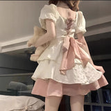 In The Fugitive Princess French Bow Dress Women Summer High-End Feeling Small Pmpong Princess Pure Style Short Dress