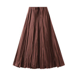 2025 Spring New Flow Of Folding A Word Half-Body Skirt Showing Lean Tight High Waist Loose Skirt 9858
