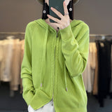 Wool Blended 2026 Autumn And Winter New Women's Short Zipper Open-Shirt Loose Large Knitted Hoodie