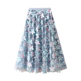 Heavy Industry Flowers Three-Dimensional Petal Mesh Fairy Yarn Autumn New Shading Long Umbrella Skirt Skirt 191
