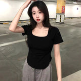 Short-Sleeved T-Shirt For Girls Summer New Korean Version Of The Self-Ind-Up Casual Bottom-Up Student Niche Hot Girl Blouse Tide Ins