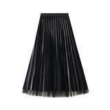 Golden Velvet Mesh Dress Women Wear Both Sides Of The 2025 Autumn And Winter New Long High-Waisted 100-Fold Dress 3319