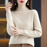 Wool Blending 2026 Autumn And Winter New Women's First-Line Ready-Up Seamless Half-High Collar Soft-Knitted Bottom Sweater