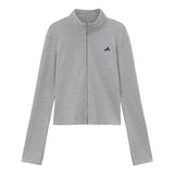 Li-Neck Embroidered Double Zipper Long-Sleeved Edsting Women's Early Autumn New Korean Slimming Design Sense Niche Coat Tide