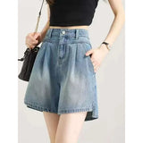 Open-Fork Denim Shorts Women Summer 2026 Thin New High-Waist A Word Loose Small Irregular Shorts