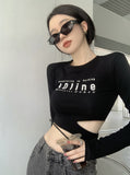 Tight-In Pure Desire To Show Thin Hottie Letter Print Long-Sleeved T-Shirt Girl Early Autumn Slimming Bottoming Shirt Short Umbilical