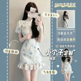 Design Sense Of A Small Improvement Of The Cheongsam National Breeze Floral Dress Summer Temperament To Waist New Chinese Style Gentle Dress
