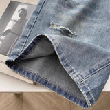 Broad-Legged Denim Shorts Women 2025 Summer Trend With A New Hole Loose Thin High-Waist Five-Point Mid-Sley