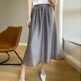 Silk Satin 2026 Spring And Summer New Women's High-Rise Half-Dress Fashion Pure Color A-Saki Mid-Long Half Skirt