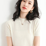 Wool Blended 2026 Autumn And Winter 2026 New Lady Body High-Necked Short-Sleeve Knitting Shirt