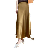 Silk Satin 2026 Spring And Summer New Women's High-Rise Half-Dress Fashion A-Saki Mid-Length Loose Waist Skirt