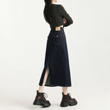 Denning Blue Half-Dressed Cowboy Dress In Autumn New 2025 High-Rise Thin Open Fork High-End Feeling Over-Bowed Skirt