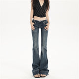 Yi Mengling With A Low-Rise Micro-Tipped Jeans Women Autumn New Retro Hottie Slimming Flared Trousers
