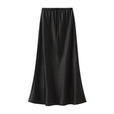 Xia Xintong Waist Draw Rope Silk Showing Thin Fish Tail Black Pink Ribbon Skirt 9819