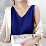 Silk Satin Double-Sedged Women's Vest 2026 Spring And Summer New Self-Repair V-Neck Short Temperament On The Top