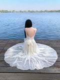 French White Lace Sling Dress Women's Summer Seaside Holiday Huge Good-Looking Temperament