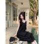 White Suspension Dress Women's Summer 2025 New French Beauty Lace Spliced Super Fair Seaside Vacation Suspension Dress