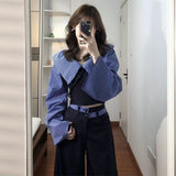 2026 New Super-Good-Looking Shoulder Splicing Top Lady's Korean Version Of Loose Thin Slacks Two Sets