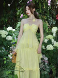 Small-Sized Design High-End Tea Break French Chic Beauty Small Fragrant Wind Seaside Holiday Yellow Hanging Neck Dress
