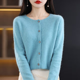 Line Ready-Wear 100% Pure Wool 2026 Autumn And Winter New Women's Short Collar Loose Knitted Cardigan Sweater Jacket