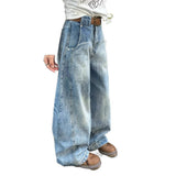 Workwear Trousers Loose Scissors Jeans Men And Women Retro Water Wash Broad Leg Trend New Casual Trousers