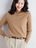 Wool Blended 2026 Autumn And Winter New Lady Loose Half-High-Neck Solid Color Short Jacket Sweater