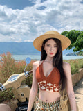 Sanya Skirt Trousers Summer Bohemian Wide Leg Trousers Seaside Flower Trousers High Waist Trumpet Trousers