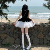 Rich Family Temperament Princess Phony Dress Girl Spring And Autumn 2025 New Velvet Mesh Sleeveless Skirt