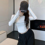Long-Sleeved Women's Clothing 2026 Spring And Autumn New Design Sense Of Short Hot Girl Tide In Irregular Blouse Girl T-Shirt