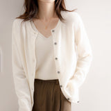 Wool Blended 2026 Autumn And Winter Women's New Pure Color Buckle Loose Collar Short Knitted Sweater Outside