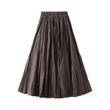Light Luxury Design Wrinkled Process Big Swing Dress Girls Spring Autumn And Winter Umbrella Skirt A Word Long Skirt High-End Feel Skirt 1872