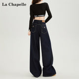 Dark Blue Tanning Straight Jeans Women's Autumn 2025 Trend With New High-Rise Thin Loose Leg Pants