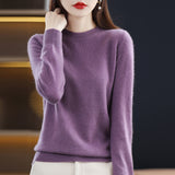 Wool Blending 2026 Autumn And Winter New Women's Loose Round Neck Solid Color Casing Bottom Knitted Bottom Sweater