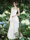 Small-Sized Design High-End Tea Break French Chic Beauty Small Fragrant Wind Seaside Holiday Yellow Hanging Neck Dress