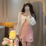 Open-Fork Sling Dress Women Spring And Autumn 2026 New Sweet Pure Desire To Slim Skinny Bow Bottom Skirt