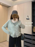 Small Capital Hit The Striped Bottom Hooded Sweater Women Spring Age Reduction Fake Two Long-Sleeved Knitted Cardigan Tops