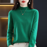Skin Feeling 100% Wool Line Ready-To-Wear Seamless Autumn And Winter New Short Women Half-Collar Loose Bottom Knitting Sweater