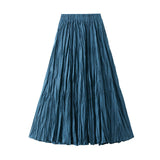 Light Luxury Light Pressure Folded Skirt Women's Spring And Autumn New Station Big Swing Thin Folded A Skirt 0323