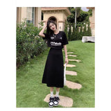 Large-Size Fatmm2025 Summer Women's Skirt Small Sleek Casual Dress High Waist Thin Black A Skirt