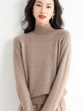 Wool Blended 206 Autumn And Winter New Short Lady Korean Version Of High-Necked Loose Solid Color Knitted Bottom Sweater
